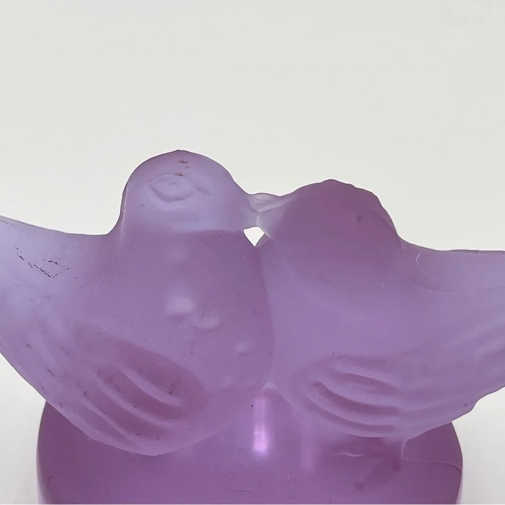 Vintage Murano Lovebirds 70s Frosted Glass Cesare Toso Purple Lavender